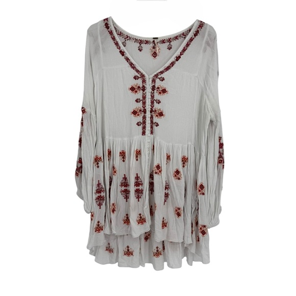 Free People Arianna Embroidered Tunic Top /mini Dress Size Medium Women’s White - Picture 4 of 13
